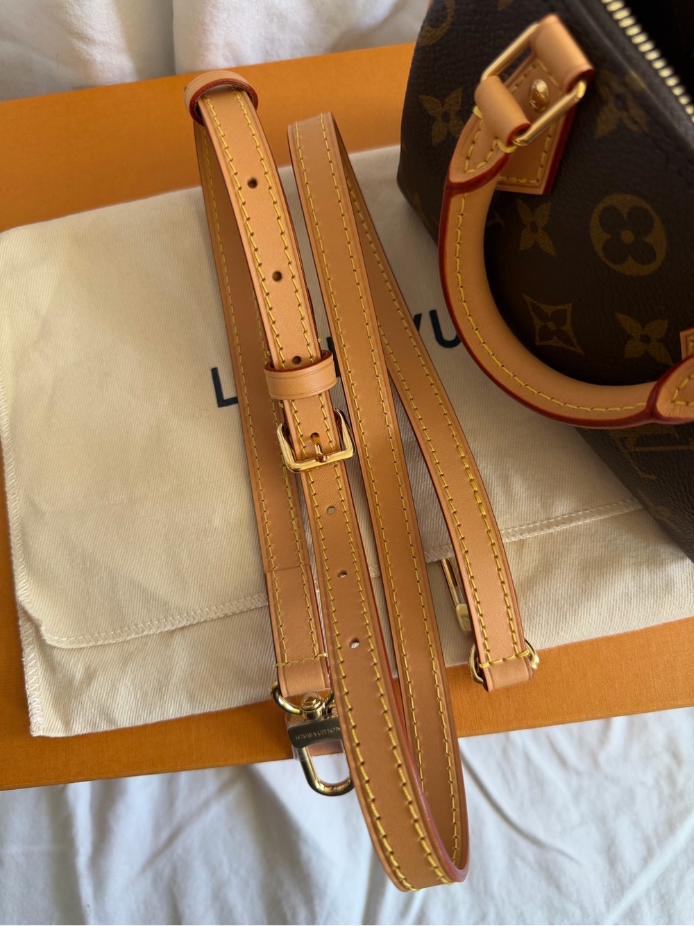❌SOLD❌ Louis Vuitton Monogram Nano Speedy Handbag with Vachetta Trim - Picture 12 of 13